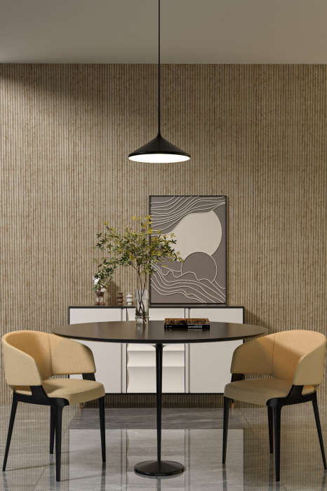 Set 5 panouri decorative, riflaj, polimer rigid, 244 x 30 x 0.6, maro [2]