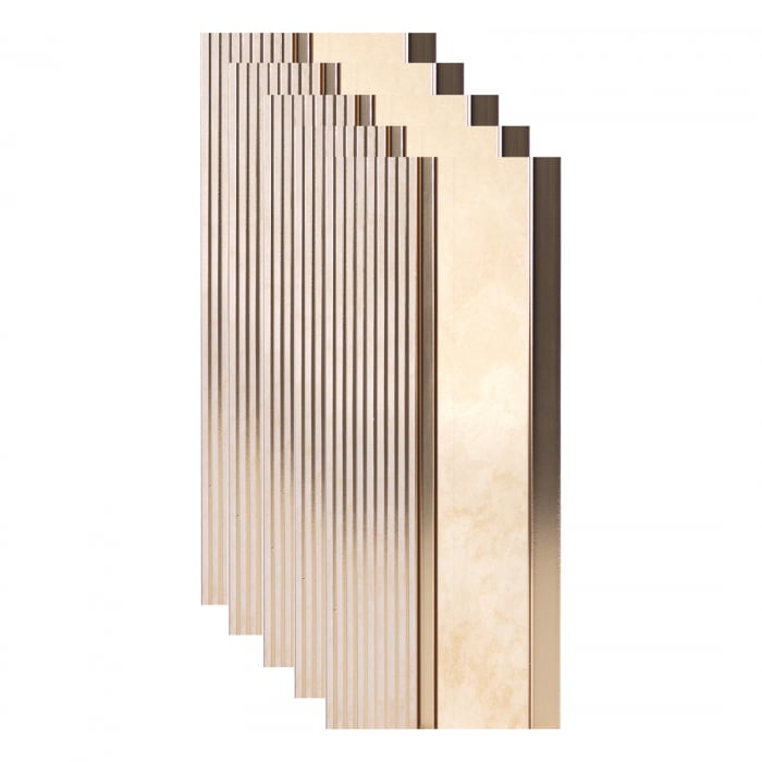 Set 5 panouri decorative, riflaj, polimer rigid, 270x12x1.2 cm, auriu [1]