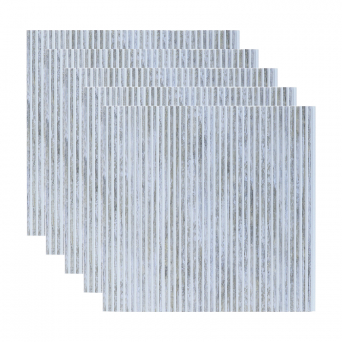 Set 5 panouri decorative, riflaj, polimer rigid, 244x30 x 0.6cm, bleu [1]