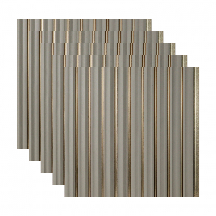 Set 5 panouri decorative, riflaj, polimer rigid, 244x30x0.8 cm, auriu [1]