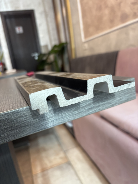 Set 2 panouri decorative, riflaj, polimer rigid, 270x12x2 cm, stejar [4]