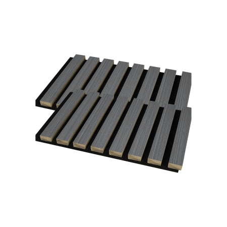Riflaje Acustice - Set 2 panouri riflaj acustic decorativ, mdf si pasla, 260x30x2.1cm,gri inchis
