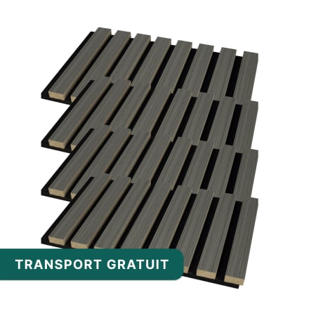 Riflaje & Panouri riflate - Set 4 panouri riflaj acustic decorativ, mdf si pasla, 260x30x2.1cm,gri