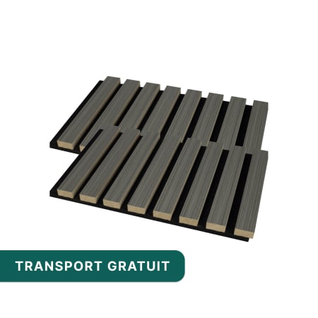 Riflaje & Panouri riflate - Set 2 panouri riflaj acustic decorativ, mdf si pasla, 260x30x2.1cm,gri