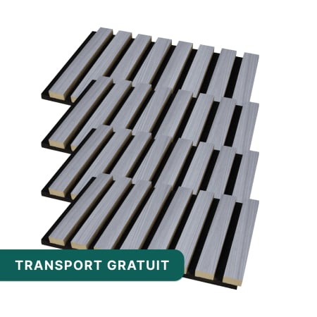 Riflaje & Panouri riflate - Set 4 panouri riflaj acustic decorativ, mdf si pasla, 260x30x2.1cm,gri deschis