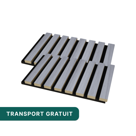 Riflaje Acustice - Set 2 panouri riflaj acustic decorativ, mdf si pasla, 260x30x2.1cm,gri deschis