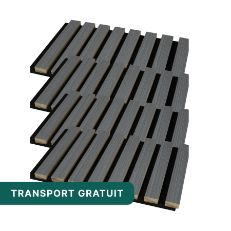 Riflaje Acustice - Set 4 panouri riflaj acustic decorativ, mdf si pasla, 260x30x2.1cm,gri inchis