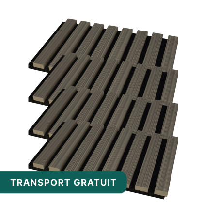 Riflaje Acustice - Set 4 panouri riflaj acustic decorativ, mdf si pasla, 260x30x2.1cm,maro