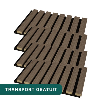 Riflaje & Panouri riflate - Set 4 panouri riflaj acustic decorativ, mdf si pasla, 260x30x2.1cm,maro deschis