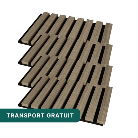 Riflaje Acustice - Set 4 panouri riflaj acustic decorativ, mdf si pasla, 260x30x2.1cm,stejar