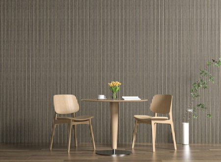 Set 4 panouri riflaj acustic decorativ, mdf si pasla, 260x30x2.1cm,maro [1]