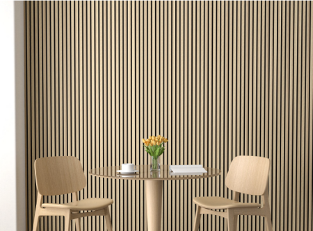 Set 4 panouri riflaj acustic decorativ, mdf si pasla, 260x30x2.1cm,stejar [1]