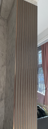 Set 5 panouri decorative, riflaj, polimer rigid, 244x30x0.8 cm, auriu [2]