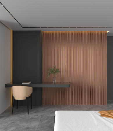 Set 5 panouri decorative, riflaj, polimer rigid, 270 x12 x 1.2 cm, auriu [1]