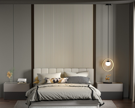 Set 5 panouri decorative, riflaj, polimer rigid, 244x30x0.8 cm, auriu [1]