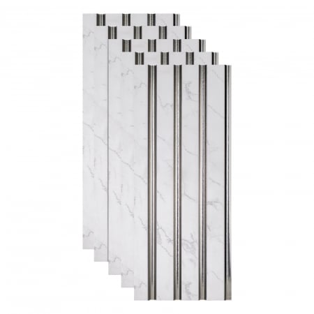 Riflaje & Panouri riflate - Set 5 panouri decorative, riflaj, polimer rigid,270x12x1cm, argintiu