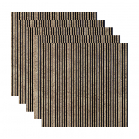 Riflaje & Panouri riflate - Set 5 panouri decorative, riflaj, polimer rigid, 244 x 30 x 0.6, maro