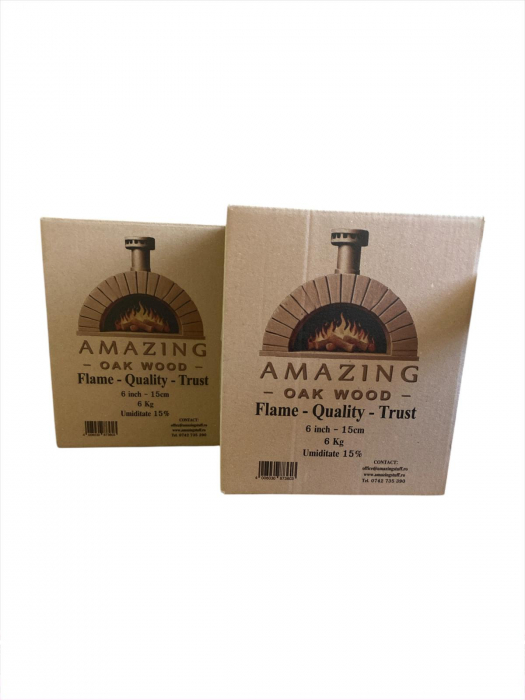 Lemn de Foc Premium din Stejar, 6 Inch (15 cm), Uscat in Cuptor, Ideal pentru Gratare, Afumatoare si Cuptoare de Pizza – 2 Cutii x 6 kg [3]