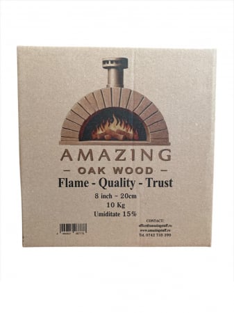 Produse - Lemn de foc Stejar Premium – 8 Inch (20 cm),10 kg, Uscat, Ideal pentru Grătare, Cuptoare de Pizza și Sobițe Mici.