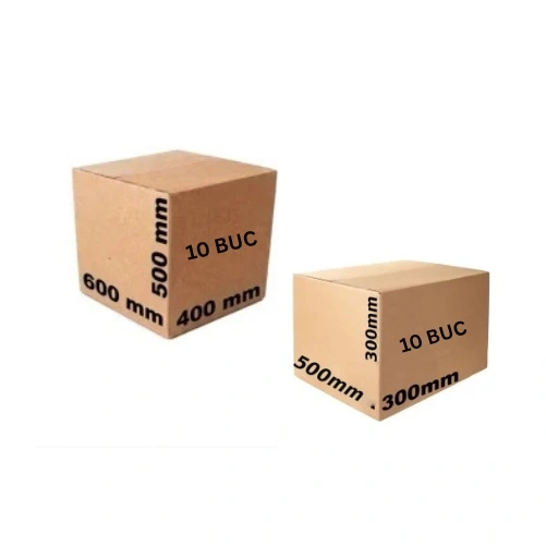 Cutii carton - 1,65m³ PACHET CUTII PENTRU MUTARE — 10 buc 600x400x500mm + 10 buc 500x300x300mm