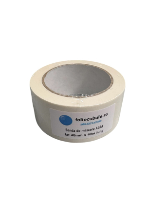 Banda de hartie / dubluadeziva - 1 buc Banda mascare hartie Alba , Adeziv ECO-SOLVENT, 48mm x 40
