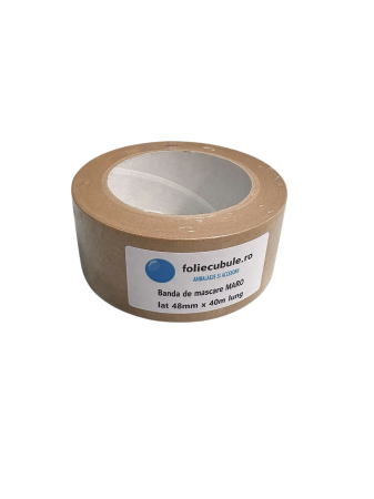 Banda de hartie / dubluadeziva - 1 buc Banda mascare hartie Maro , Adeziv SOLVENT, 48mm x 40 -PREMIUM