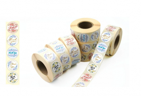 Etichete Plastic Autoadezive - 1000 buc Rola cu eticheta "THANK YOU" diametru 30 mm, autoadezive