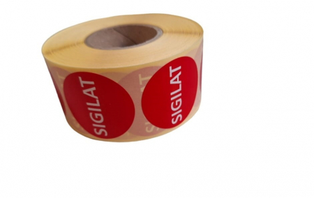 Etichete Plastic Autoadezive - 1000 buc Rola cu eticheta SIGILAT diametru 40 mm, autoadezive, 1000 buc