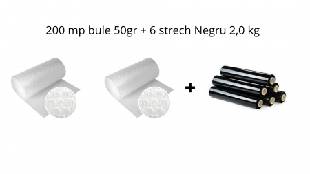 Pachete - pachet 200 mp folie cu bule 50 gr + 6 buc Negru 2,0 kg - Copie