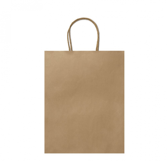 Sacoșă Kraft - 25x11x32 cm - din hârtie kraft, neimprimată, cu mâner răsucit [2]