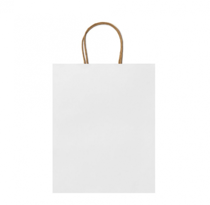 Sacoșă Kraft Albit - 25x11x32 cm - din hârtie kraft albit, neimprimată, cu mâner răsucit [2]