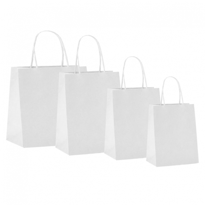 Sacoșă XL - 49x14x40 cm - din hârtie albă, neimprimată, cu mâner răsucit [2]