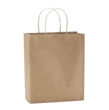 Sacoșe și pungi - Sacoșă Kraft - 25x11x32 cm - din hârtie kraft, neimprimată, cu mâner răsucit