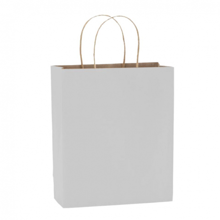 Sacoșe și pungi - Sacoșă Kraft Albit - 25x11x32 cm - din hârtie kraft albit, neimprimată, cu mâner răsucit