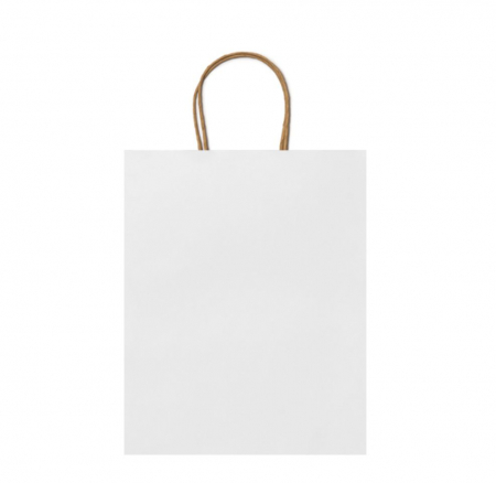 Sacoșă Kraft Albit - 25x11x32 cm - din hârtie kraft albit, neimprimată, cu mâner răsucit [1]