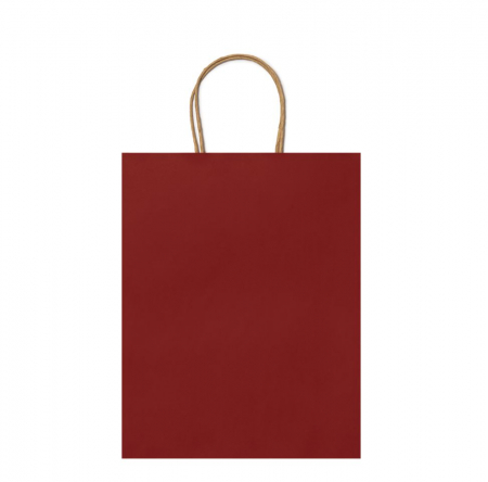 Sacoșă Kraft Rosu - 25x11x32 cm - din hârtie kraft, neimprimată, cu mâner răsucit [1]