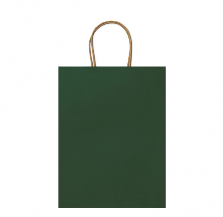 Sacoșă Kraft Verde - 25x11x32 cm - din hârtie kraft, neimprimată, cu mâner răsuci [1]