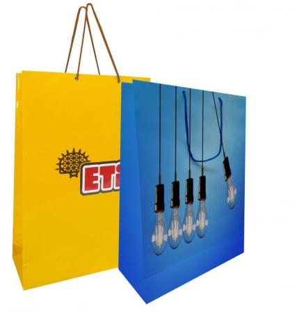 Sacoșe carton plastifiat - Sacoșă personalizata complet  23.5x8.5x36 cm