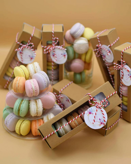 Cutie Pentru 6-8 Macarons din carton natur, 18x5.5x5.5 cm [3]