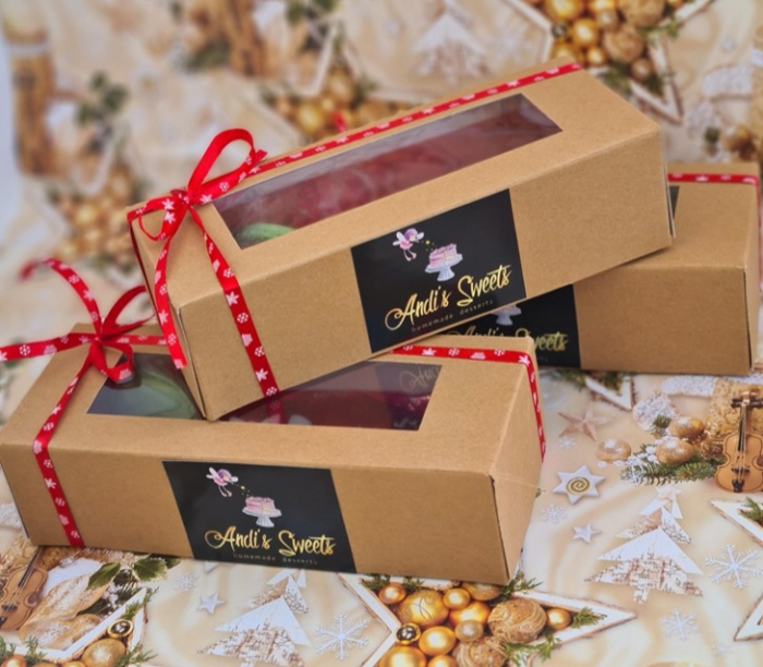 Cutie Pentru 6-8 Macarons din carton natur, 18x5.5x5.5 cm [2]