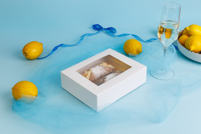 CUTII MINIPRAJITURI, CANNOLI, MACARONS, 20X16X5.5 CM, COD D2- ALB, SET 5 BUC [7]