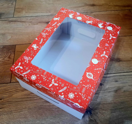 CUTII DE TORT SMART-CAKE BOX - COS CADOU TIPAR CRACIUN, CU FEREASTRA