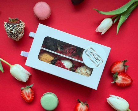 CUTII PENTRU MACARONS SI PRALINE - CUTIE 12 PRALINE, P2- ALB, 15.5X8X2.3
