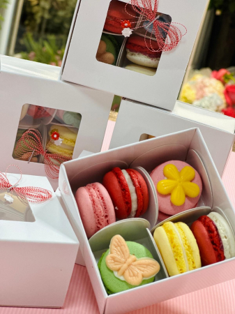 CUTII PENTRU MACARONS SI PRALINE - CUTIE 4 PRALINE, 8X8X4 CM, P4- ALB, SET 5