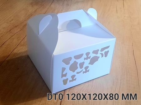 CUTIE MINI-TORT 12X12X8 CM, CU FEREASTRA DANTELATA, DT0- ALB, SET 5 BUC [2]