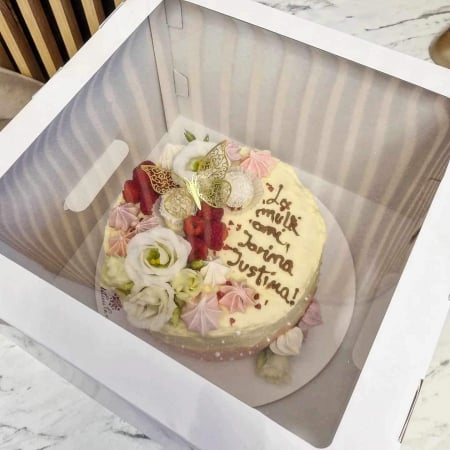 CUTII DE TORT SMART-CAKE BOX - CUTIE TORT 30X30X20 CM, CU FEREASTRA, ALBA, CB1F- ALB, SET 5 BUC