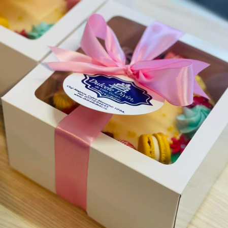 SMART-BOX: CUTII INALTE PENTRU PRAJITURI, CU TAVITA INCLUSA - cutie 16x16x8 cm, SB0F- ALB