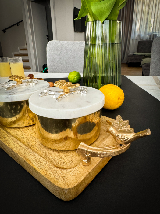 Cadou Tava din lemn de mango cu  recipiente din fier si capac din marmura Treasure [3]