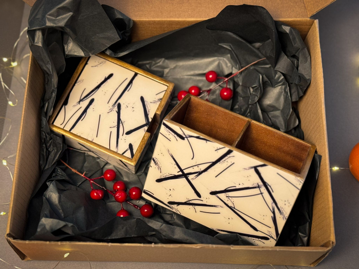 Set Cadou suport servetele si 6 suporturi pahare Minimalist [1]