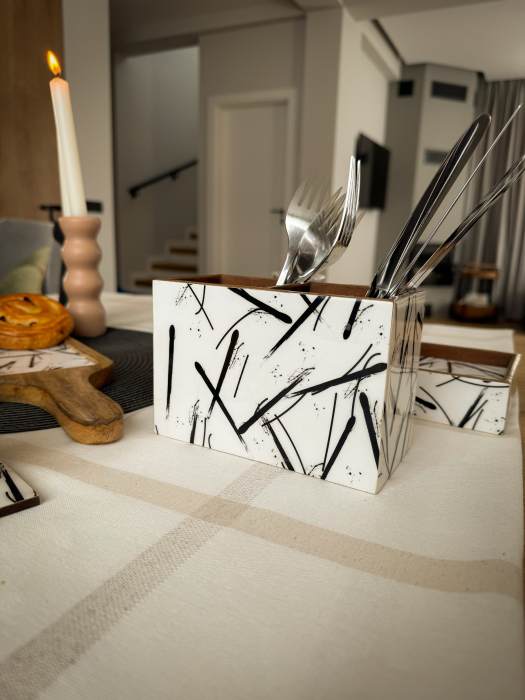 Set Cadou suport servetele si 6 suporturi pahare Minimalist [3]